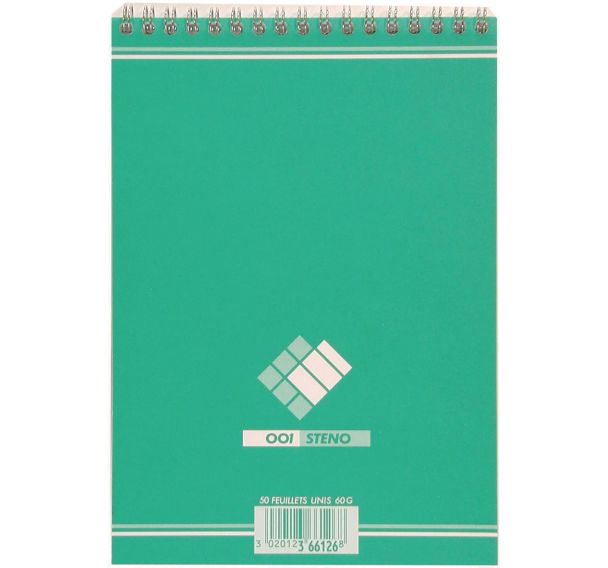 Lot de 10 Bloc-notes 001 sténo spirale A5 100p 60g uni sténo