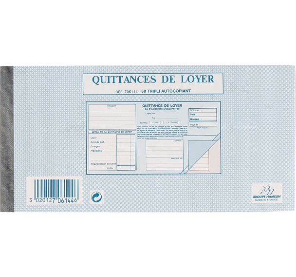 Lot de 10 Bloc-notes quittances de loyer 105x210 100 pages
