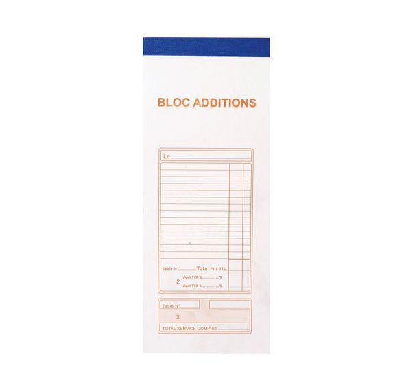 Lot de 10 Bloc addition 50 feuillets autocopiants numérotés 9,1x22,5cm