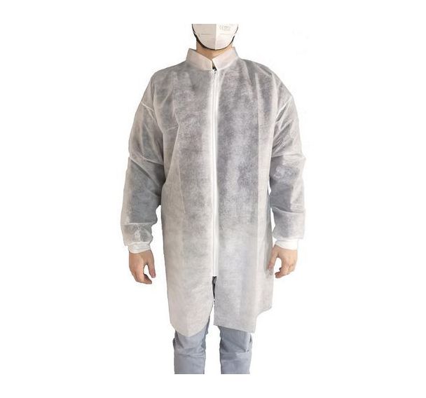 Lot de 10 Blouse visiteur jetable blanche à zipper - Taille XXL