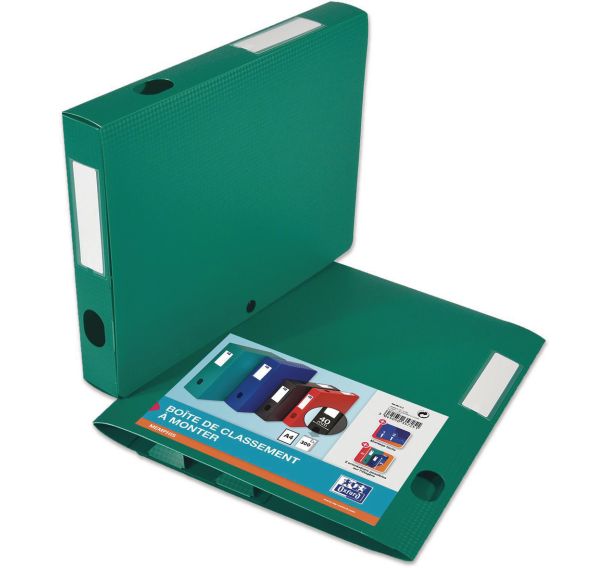 Lot de 10 Boite Oxford Memphis 24x32 Dos 40mm Polypro à Plat - Vert