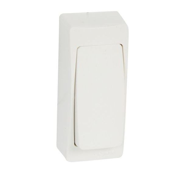Lot de 10 Bouton poussoir 6A étroit saillie complet - blanc