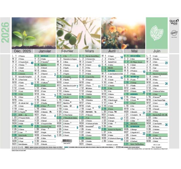 Lot de 10 Calendrier 2025 BANQUE 18X13,5 Equology par 10