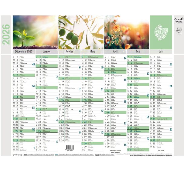 Lot de 10 Calendrier banque recyclé fr equology par 10 - 27x21cm