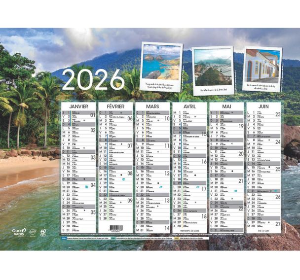 Lot de 10 Calendrier fantaisie fr evasion par 10 - 55x40,5cm