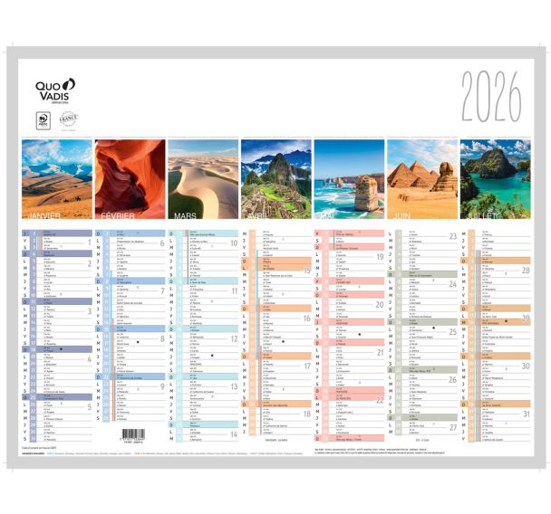 Lot de 10 Calendrier fantaisie fr la terre par 10 - 43x33,5cm