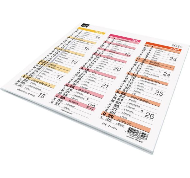 Lot de 10 Calendrier origami 18 fr arc en ciel par 10 - 36x18cm