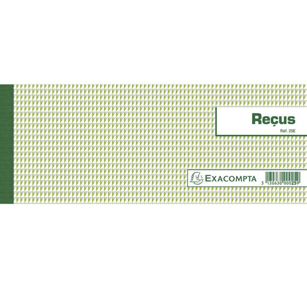 Lot de 10 Carnet à souche Reçus 50 feuillets - Format horizontal
