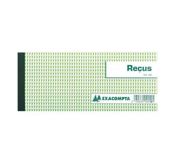 Lot de 10 Carnet à souche ''reçus'' 50 feuillets horizontal 9x13 cm