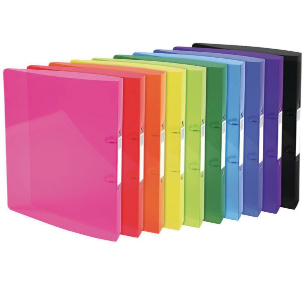 Lot de 10 Class. 2 anneaux 30mm IDERAMA PP A4 maxi Couleurs assorties