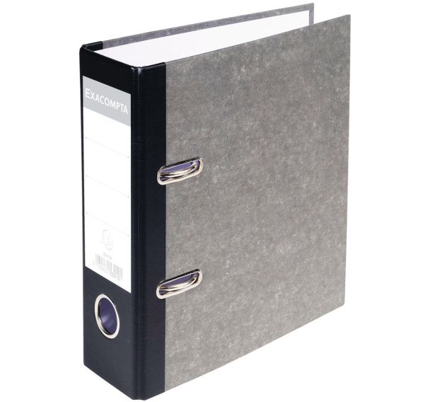 Lot de 10 Classeur à levier papier marbre gris dos de 70mm A5 vertical