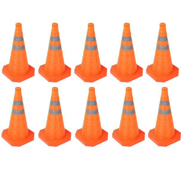Lot de 10 Cône de balisage nylon rétractable 45cm - Lot de 10
