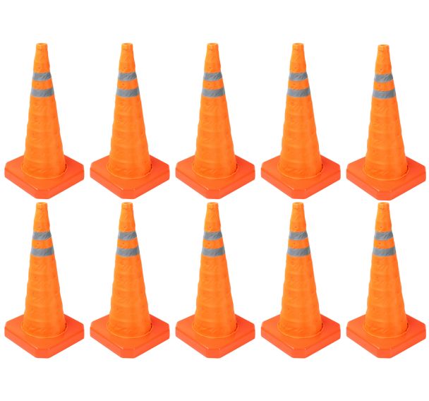 Lot de 10 Cône de balisage nylon rétractable 70cm - Lot de 10
