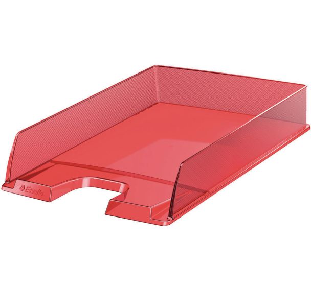 Lot de 10 Corbeille courrier Esselte Europost Solea Rouge transparent
