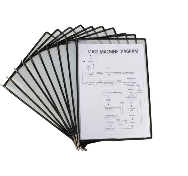 Lot de 10 Easy Load Pro pochettes A4: PP: avec épingle en métal: noir