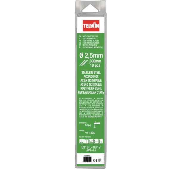 Lot de 10 Électrodes en inox de diam. 2,5 mm pour soudage de l'acier