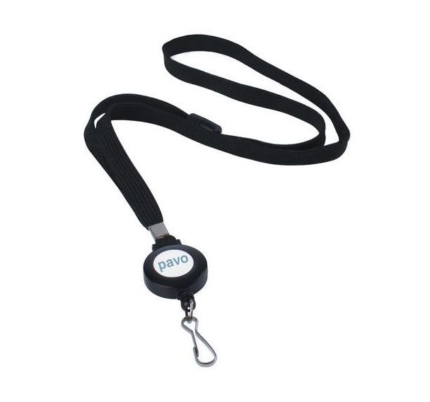Lot de 10 Enrouleur de badge avec cordon - noir - Pavo