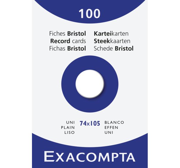 Lot de 10 Étui de 100 fiches bristol uni non perforé 74x105mm - Blanc