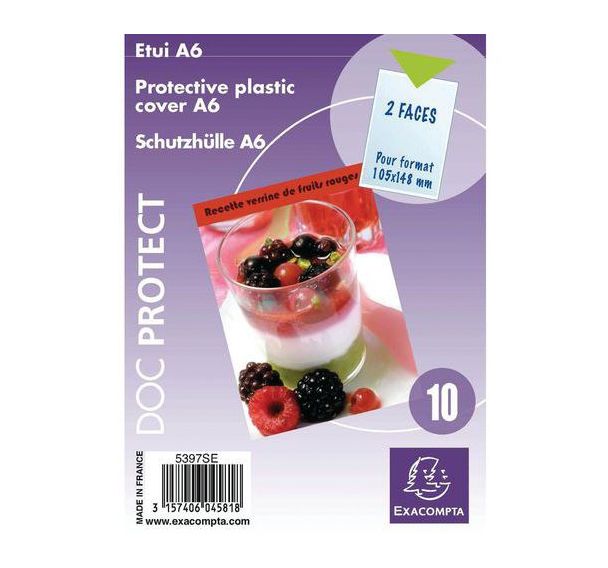 Lot de 10 Etuis de protection simple PVC lisse 20/100e - A6