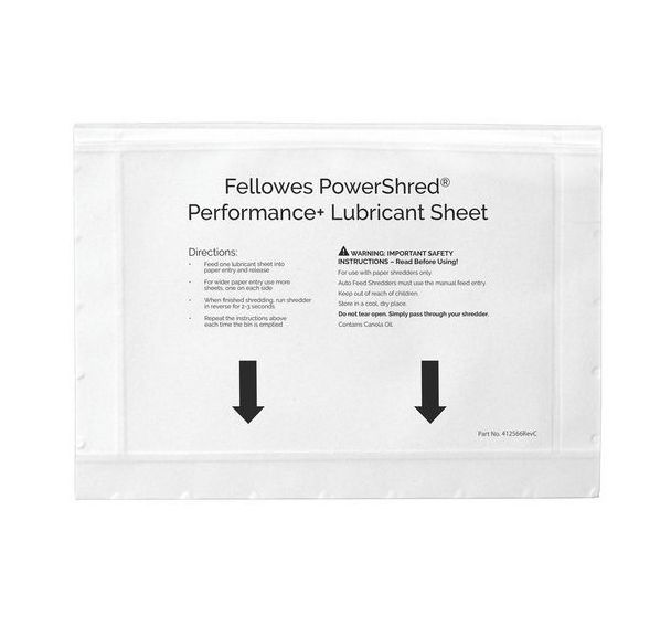 Lot de 10 Feuilles lubrifiantes pour destructeur de document- Fellowes