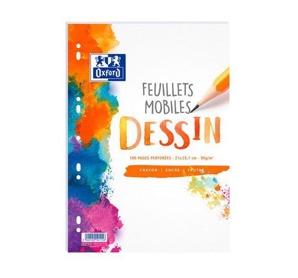 Lot de 10 Feuilles simples dessin Oxford perforees film 100p 210x297