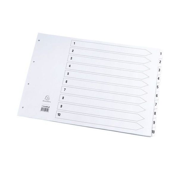 Lot de 10 Intercalaires à touches plastifiées - 5 touches 1 à 5 - a3