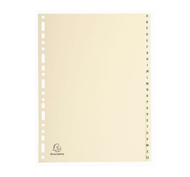 Lot de 10 Intercalaires carte peau 155g 24 positions de a à z A4