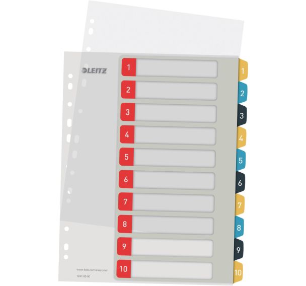 Lot de 10 Intercalaires imprimables - numérique 1-10 -  Cosy - Leitz