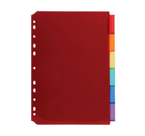 Lot de 10 Intercalaires pp couleur avec porte étiquette A4 6 positions