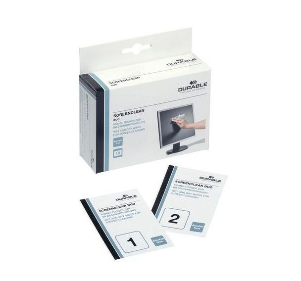 Lot de 10 Lingettes nettoyantes pour écrans SCREENCLEAN DUO - Durable