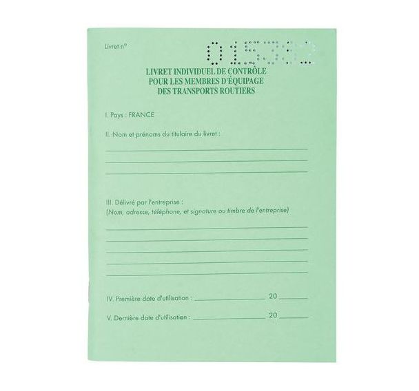 Lot de 10 Livret individuel contrôle transport