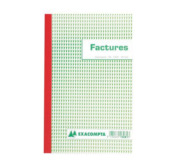 Lot de 10 Manifold factures 21x13,5cm 50 feuillets tripli autocopiants