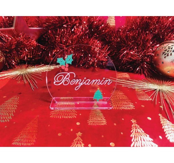 Lot de 10 Marque-place de table acrylique - Rond - transparent