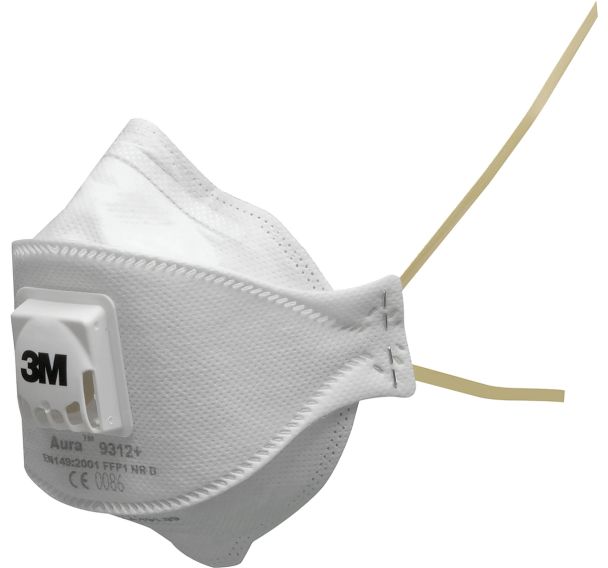 Lot de 10 Masque antipoussière 3M Aura FFP1 avec soupape série 9312+