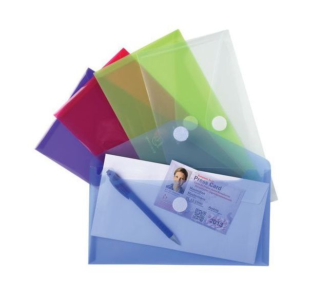 Lot de 10 Mini pochettes-enveloppes polypropylène - 25x13,5cm