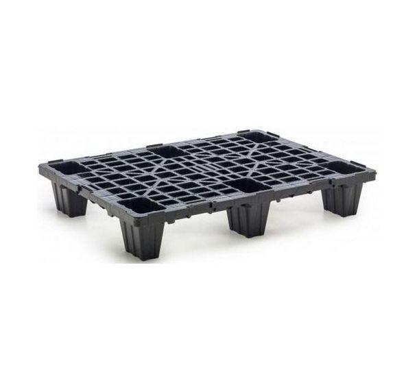 Lot de 10 Palettes noires emboitables et recyclées 600x800x135mm - MDM