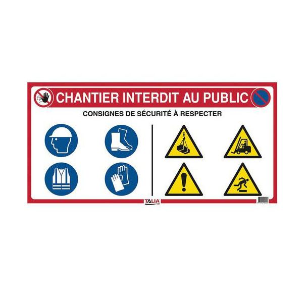 Lot de 10 Panneau de chantier 10 en 1 - 800x400mm - PP alvéolaire