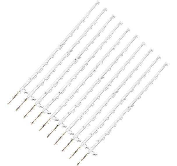 Lot de 10 Piquets plastique standard 138 cm blanc 12 illets par 10