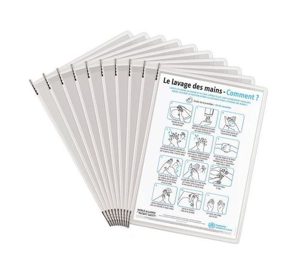 Lot de 10 Poche à pivots inox antimicrobienne - A4 - blanc