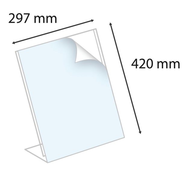 Lot de 10 Porte-visuel incliné vertical A3 - Cristal