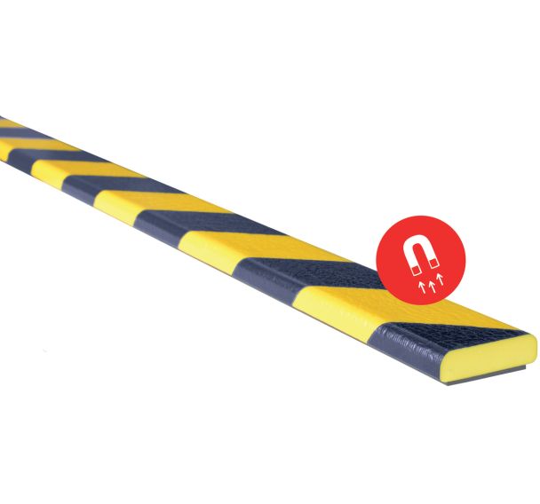 Lot de 10 Profilés Flexibles magnétiques Noir / Jaune. Type F 10x1 m
