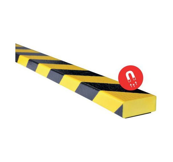 Lot de 10 Profilés Flexibles magnétiques Noir / Jaune. Type D 10x1 m