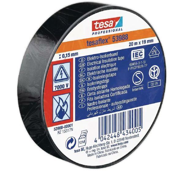 Lot de 10 Ruban isolant tesaflex 53988 20 x 19 mm