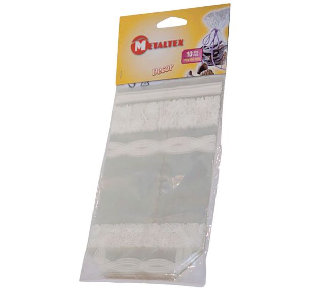 Lot de 10 Sachets transparents décor DENTELLE en cellophane PM
