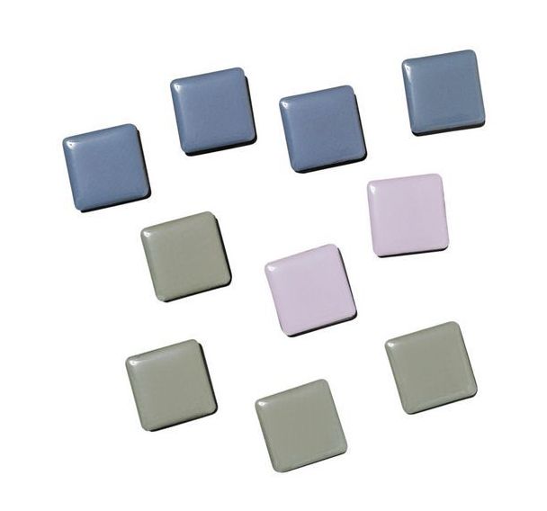 Lot de 10 aimants puissants carrés colorés bleu beige poudre