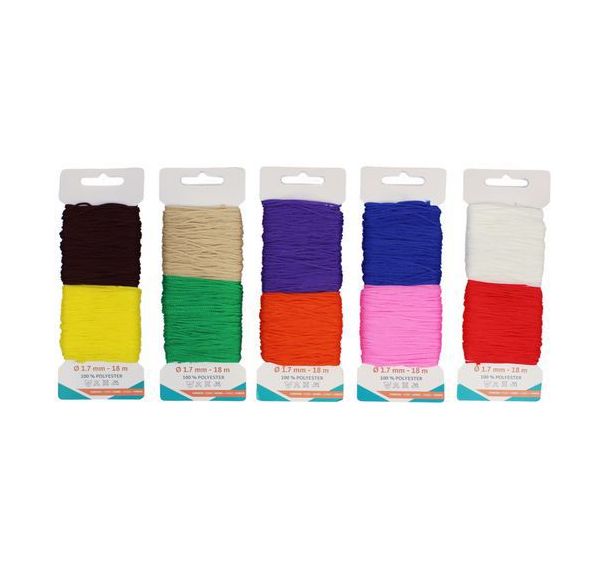 Lot de 10 cordons colorés de 18m, non élastique