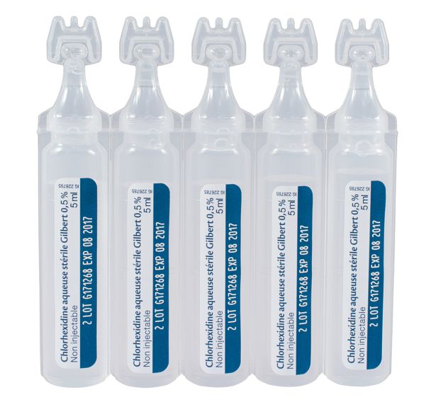 Lot de 10 Dosettes de chlorhexidine 5ml-Gilbert