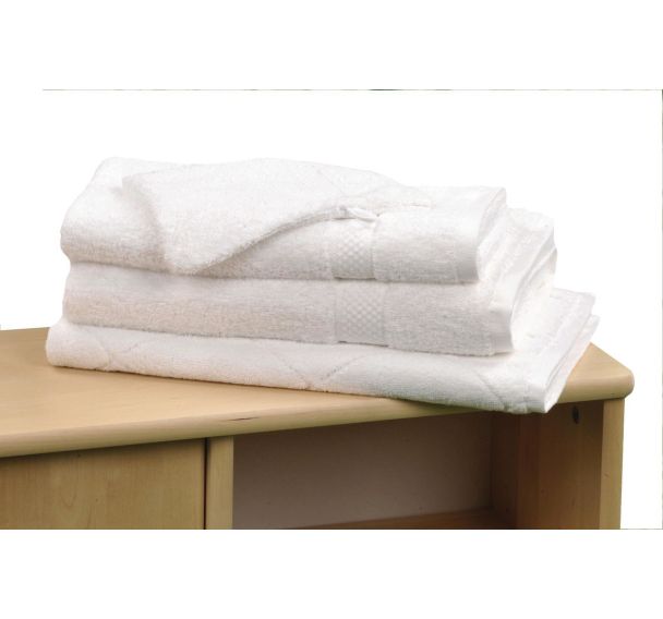 Lot de 10 draps de bain éponge 140 x 70 cm, coloris uni blanc