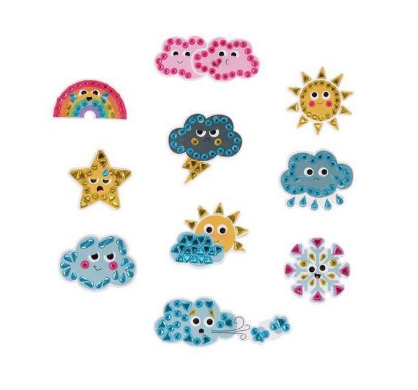 Lot de 10 magnets à strasser météo et émotions