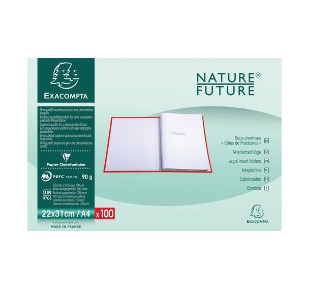 Lot de 10 paquets de 100 cotes de plaidoiries 22x31cm Blanc